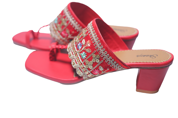 Red Gold Bridal Stilettos - Blinkk Footwear | in Ahmedabad